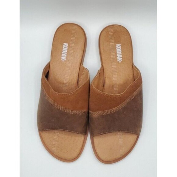 Kodiak Womens Alexi Brown Rust Leather Suede Slide Sandals Size 8.5 - Picture 3 of 13